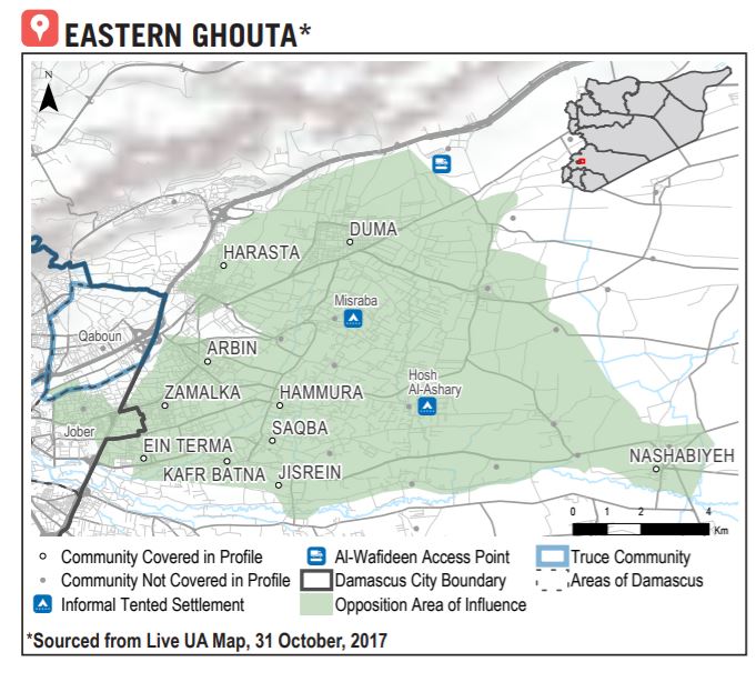 Map of Eastern Ghouta *Sourced from Live UA Map, 31 October, 2017